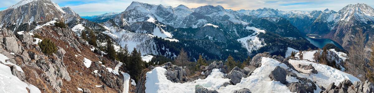Breathtaking view of the Alps from Mount Jenner. Bavarian Alps. Germany, Europe.