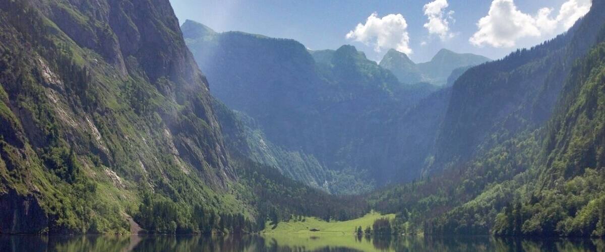 Obersee. This small lake is accessible from Salet, the final stop on the Konigssee lake boat trip at the southern end of the lake. A gentle 15 minute stroll through mountain meadows rewards you with this view. But go early - 1000 other visitors are just out of shot! #Green