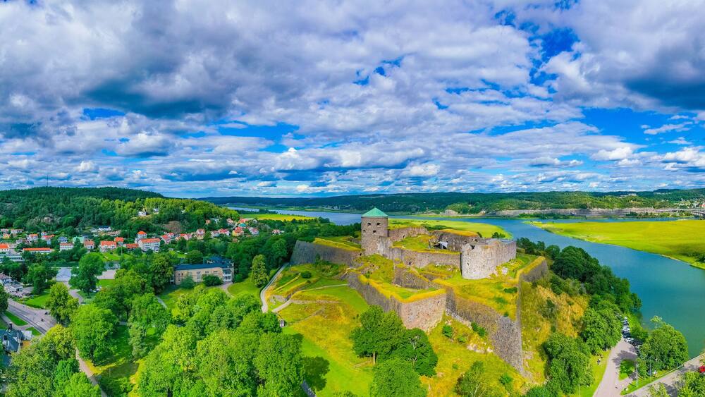 Aerial view of Bohus Fortress in Sweden