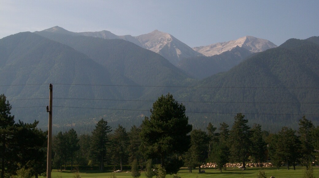 The mountains around Bansko, Bulgaria. I suspect that they look spectacular in the winter with all the snow. It is a very popular place for winter sports. A friend recommends it highly