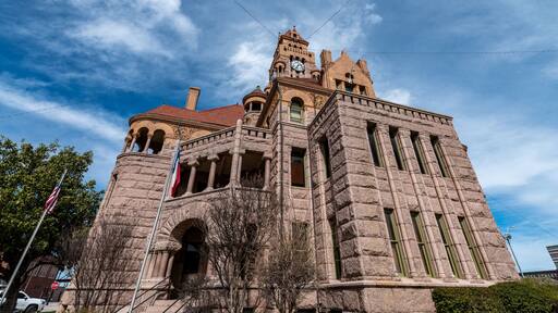 Wise County, TX Courthouse with blue sky in background