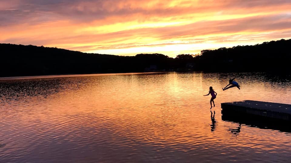 Summer sunset at the lake in Connecticut