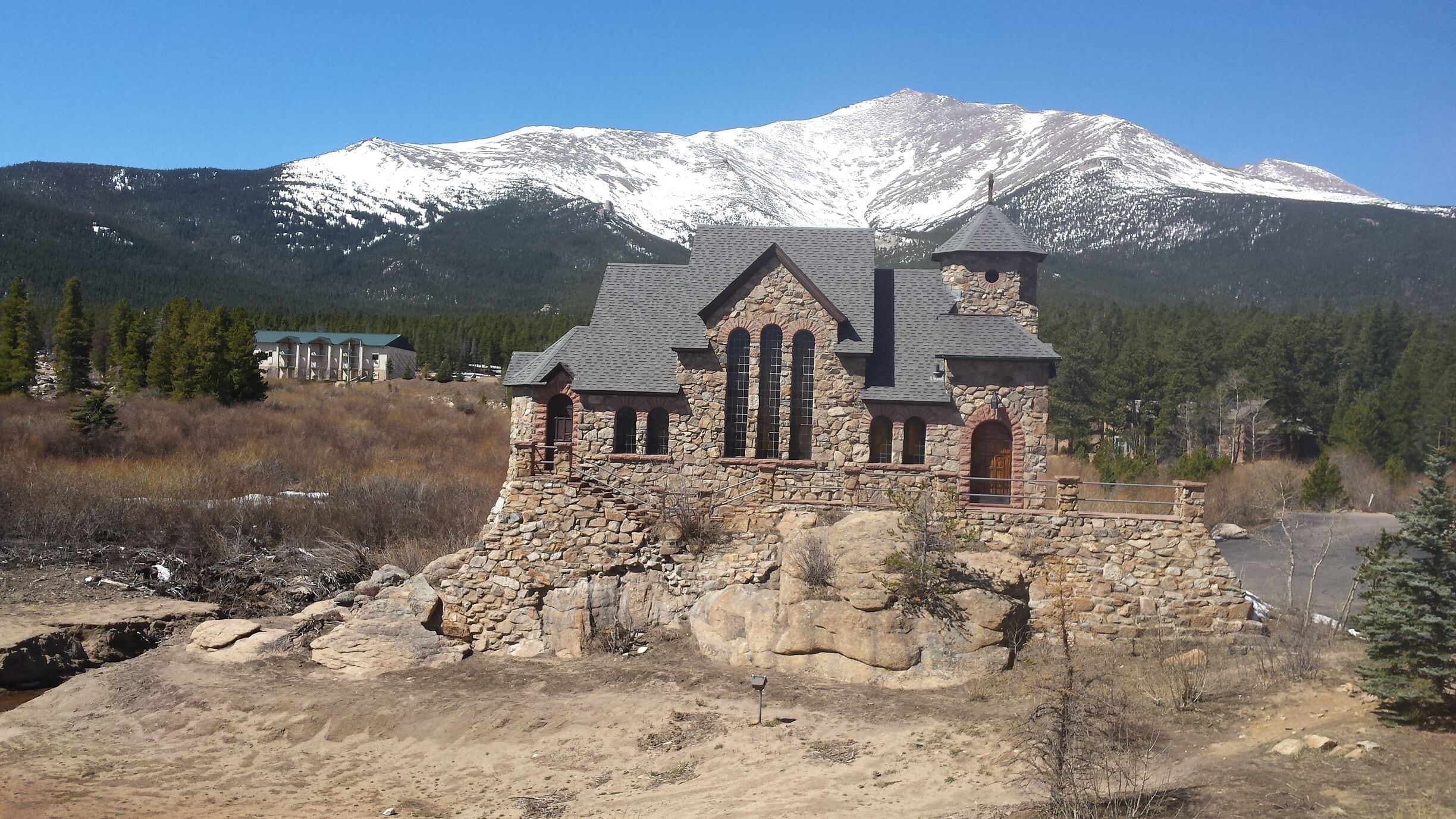 Chapel on the Rock in Allenspark, CO. Officially St. Catherine's. This little church was so beautiful but there was absolutely no signage or any info on the road. We couldn't even see how to get close to it. Would love to tour it someday!