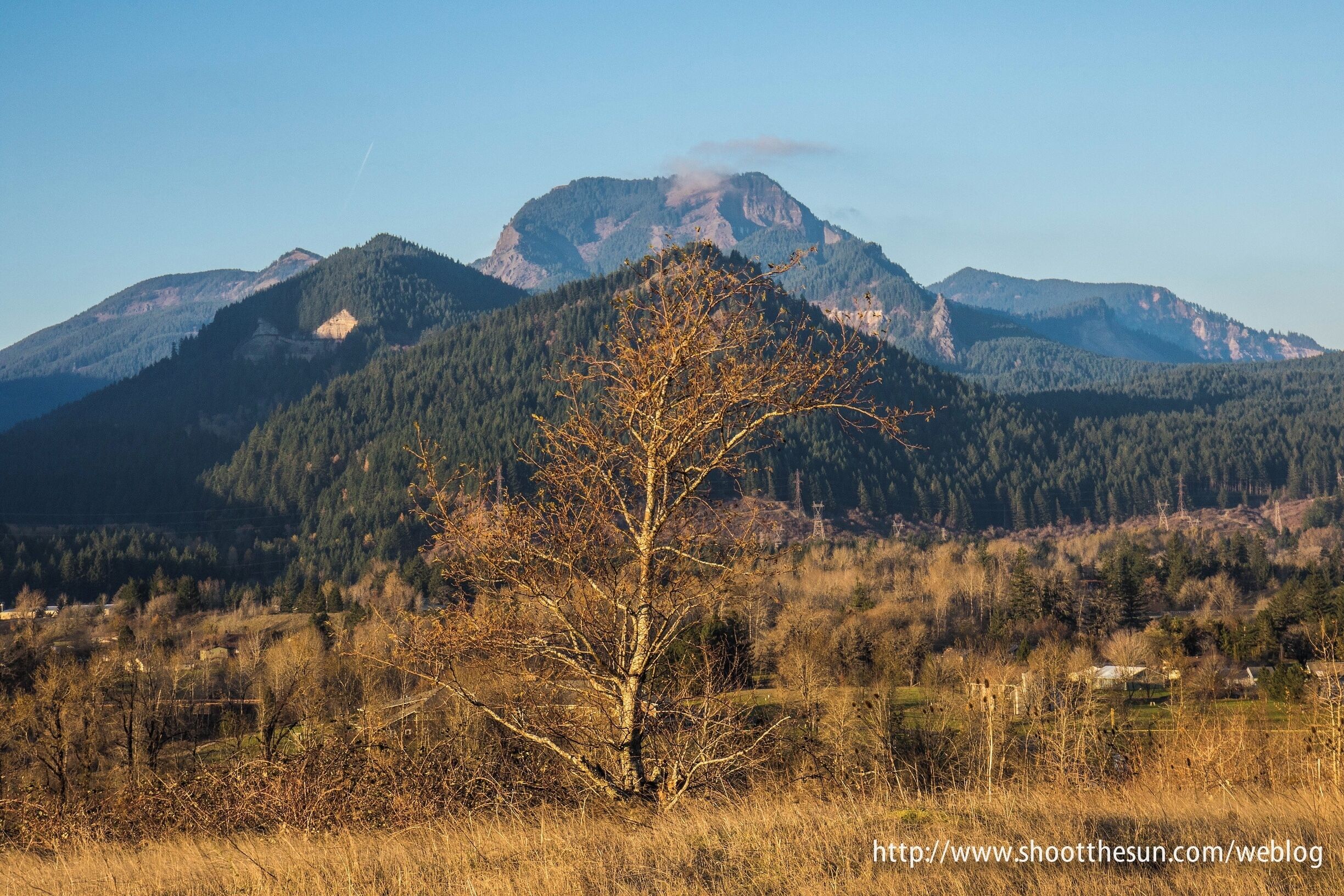 The Table Mountain complex, as seen from Strawberry Island.
