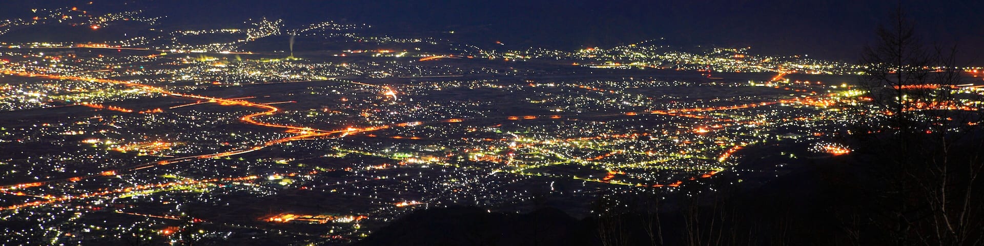 Mt. Fuji and Kofu city at dawn, Yamanashi, Japan