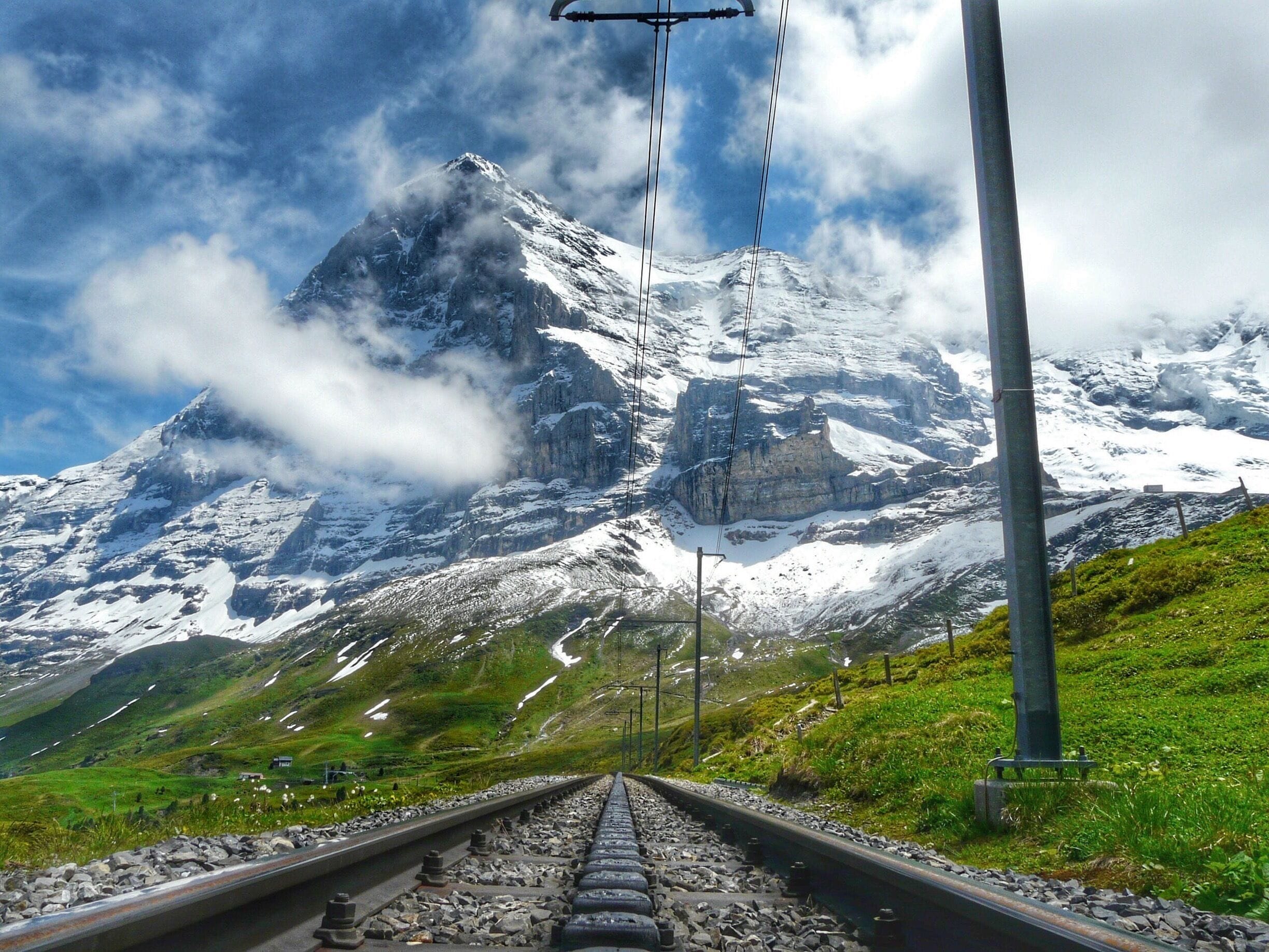 Jungfrau railway,a mountain railway partly build into Eiger Mountain.
