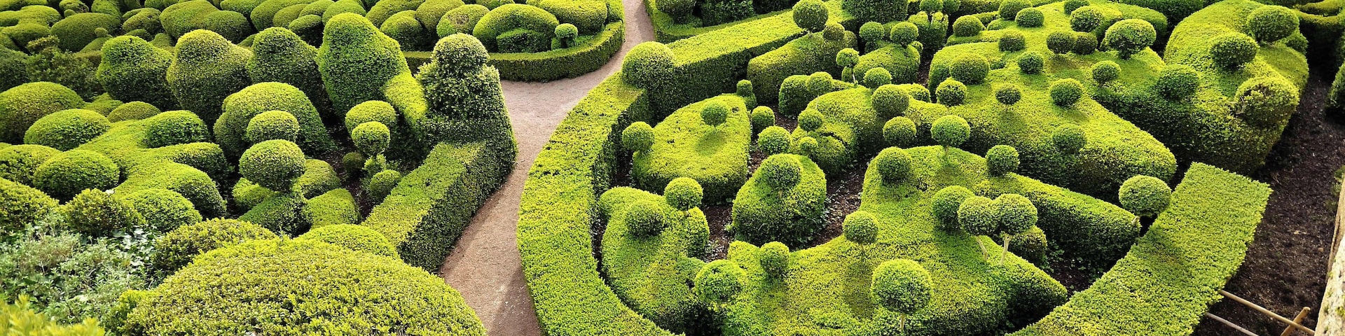 One of Perigord's most popular attractions, the spectacular topiary of the Marqueyssac Gardens are something to behold. Over 150,000 boxwoods have been trimmed to perfection in this wonderful display set atop a ridge with panoramic views (see other pic).