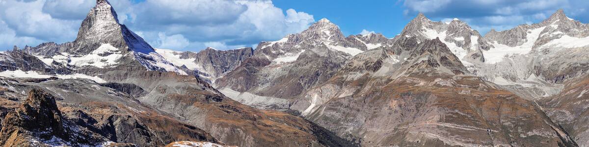 Matterhorn Peak, 4478m, with Dent Blanche, Pointe de Zinal, Grand Cornier and Obergabelhorn, Zermatt, Valais, Swiss Alps, Switzerland