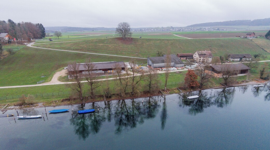 Switzerland, Canton of Schaffhausen, Quadrocopter views of Dörflingen