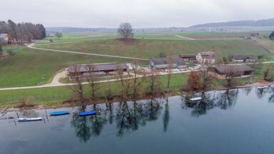 Switzerland, Canton of Schaffhausen, Quadrocopter views of Dörflingen