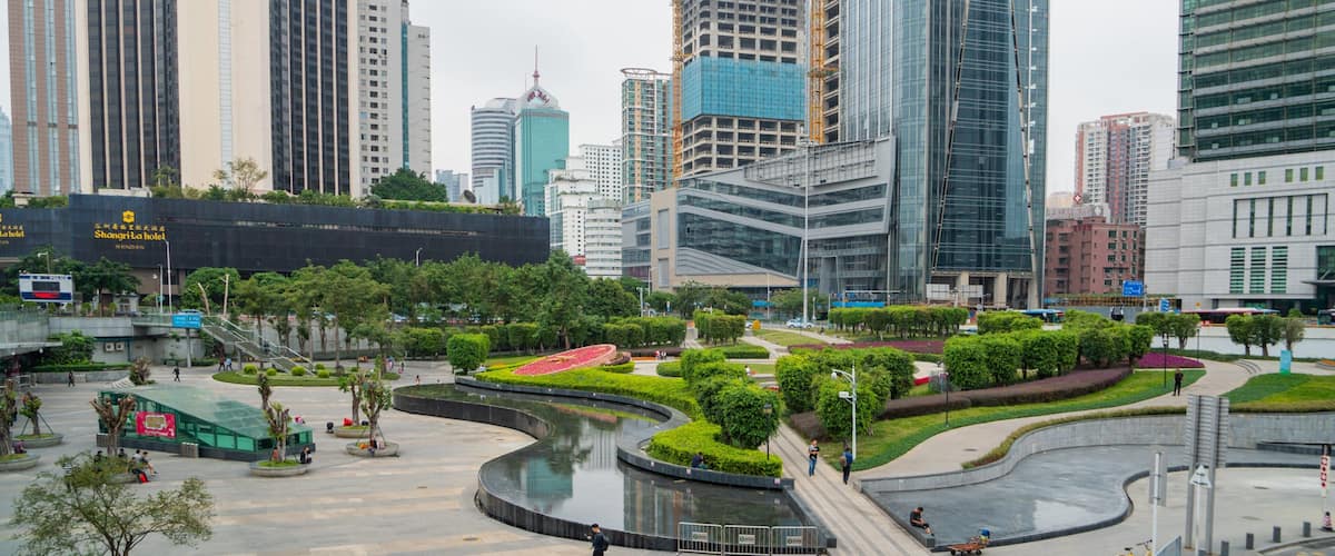 Shenzhen which includes a garden and a city