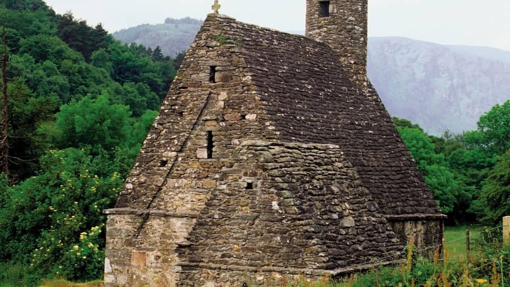 Church on a field, Glendalough, Ireland