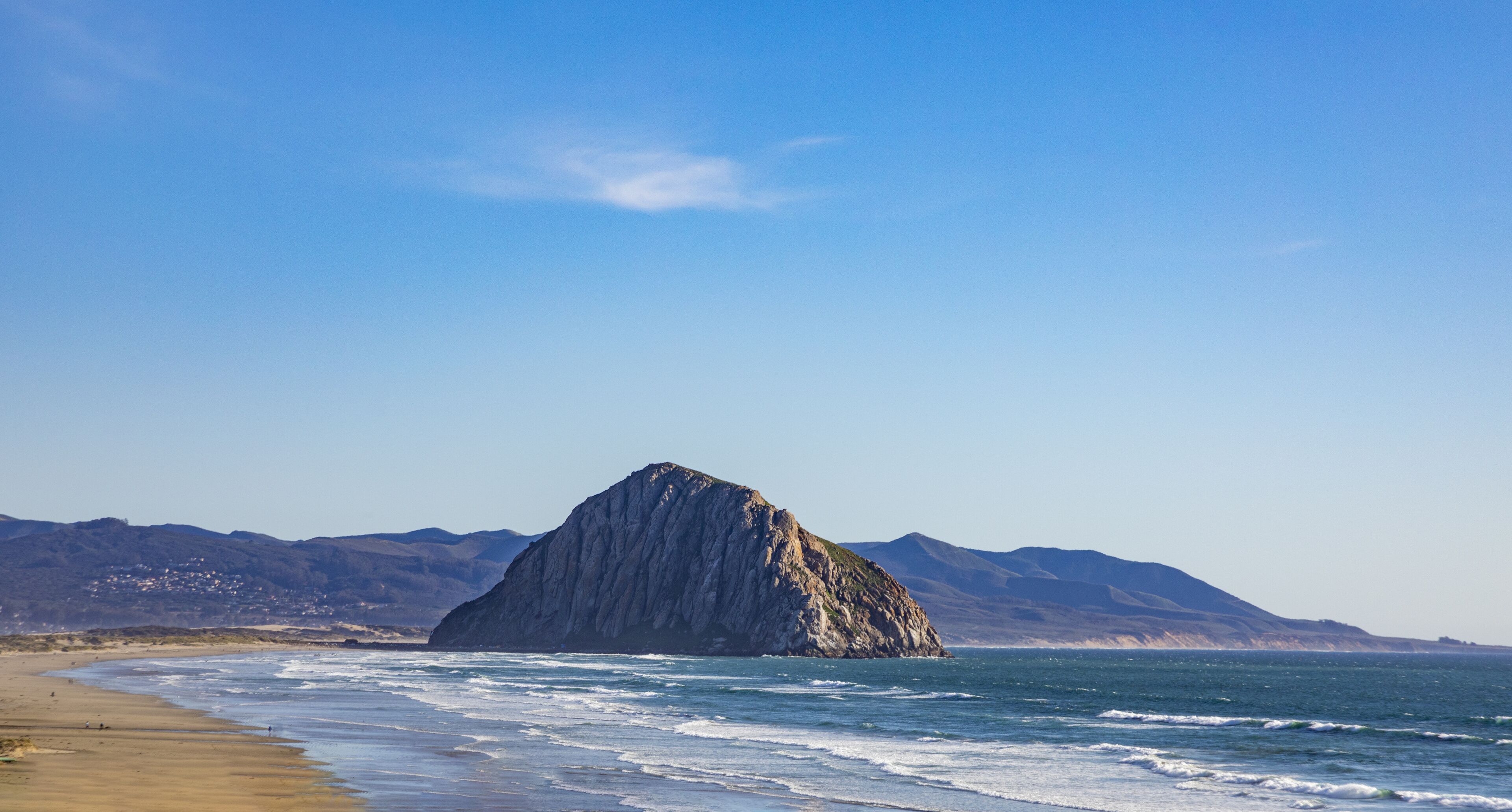 scenic beach with rock at Morro bay, California