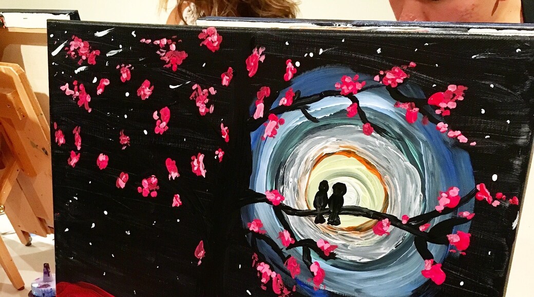 Go online and look for an evening that suits your mood and painting style. Local artists walk you through this artist process. I happen to be a hopeless romantic and painted the "Love Birds" Simple beverages served, with a small selection of appetizers to keep you mellow and content as you paint with friends.