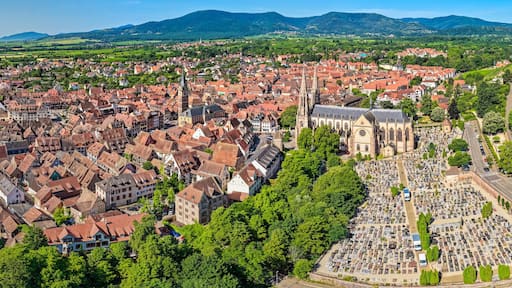 Aerial view of the Village of Obernai in Alsace, France