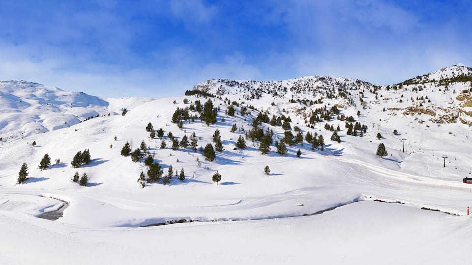 Cerler sky area in Pyrenees of Huesca Spain