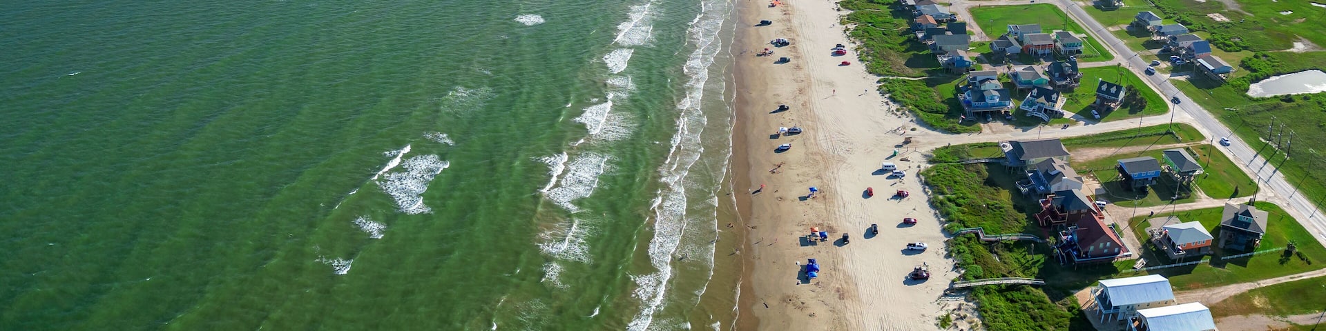 Aerial view of Surfside Beach, Texas