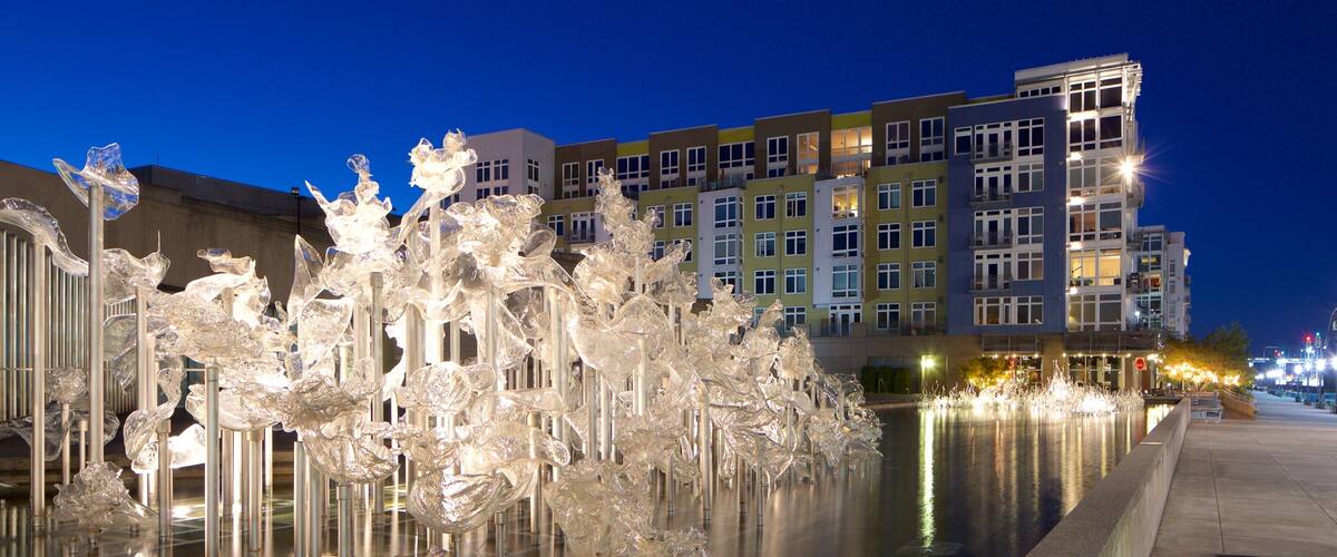 Tacoma featuring night scenes and outdoor art