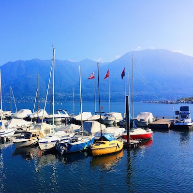 Boats on Lake Maggiore Switzerland