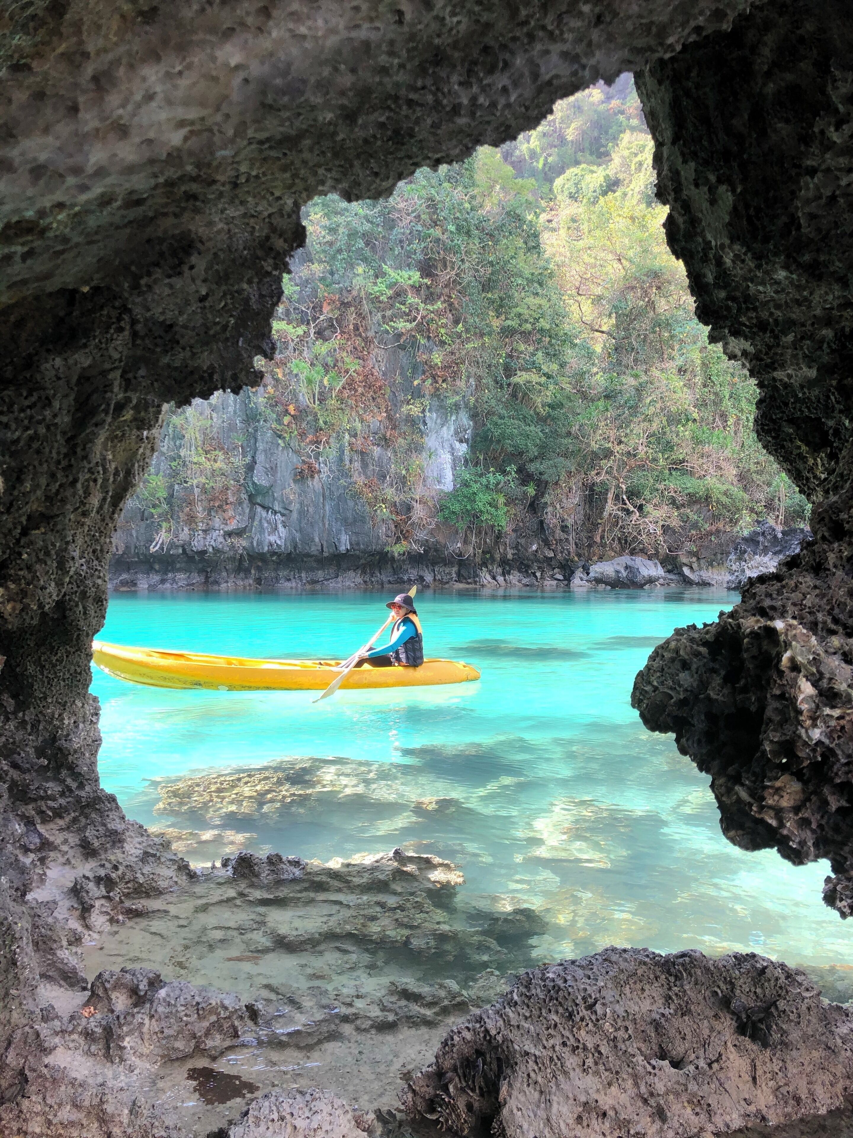 Kayaking in Big Lagoon; rental of kayak is PHP300