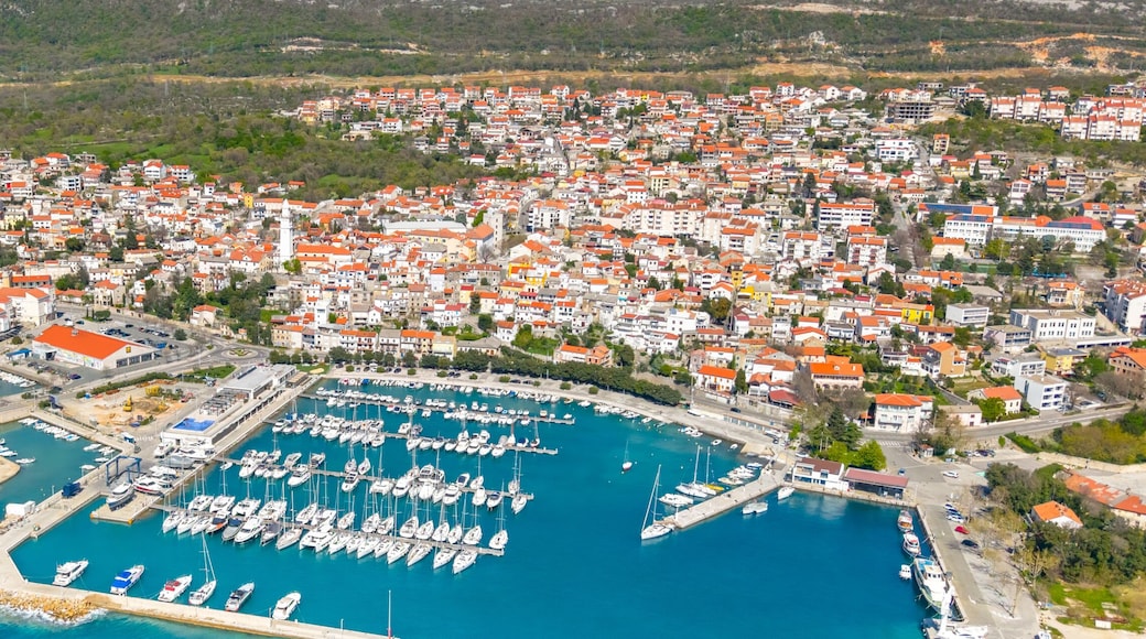 Aerial view of the city of Novi Vinodolski, travel to Croatia