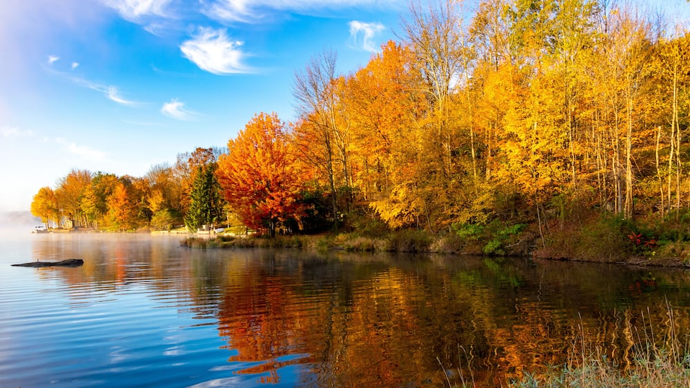 Autumn Sunrise in Lake Ariel Pennsylvania
