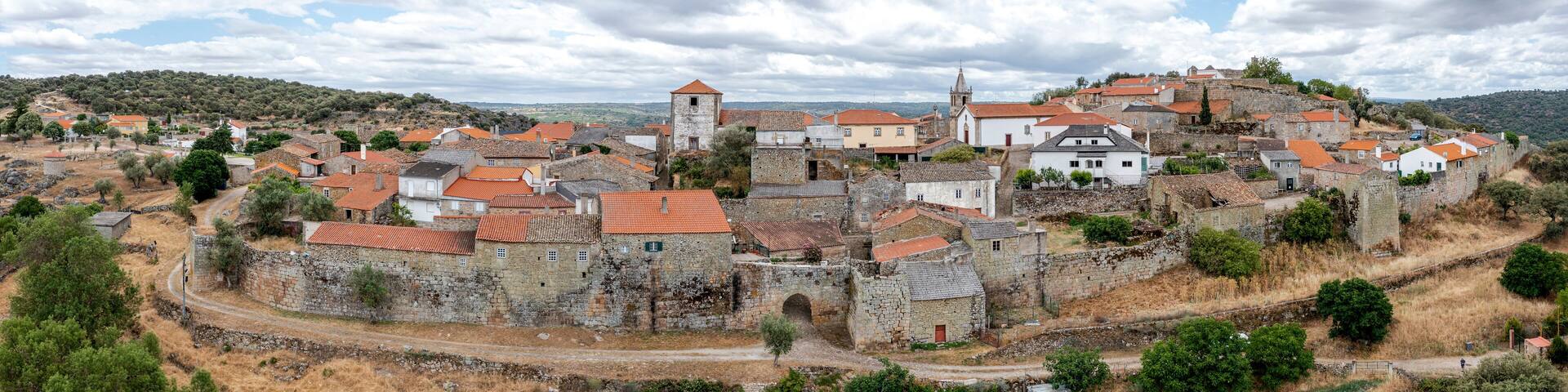 Aerial view of the historic village of Castelo Mendo in Portugal