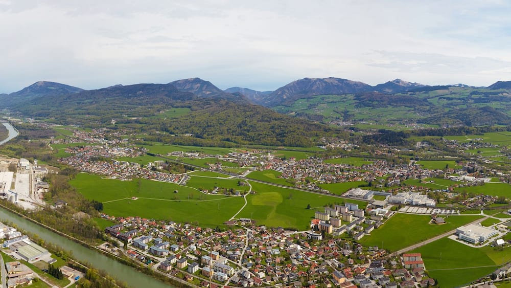 Hallein, Österreich, Blick vom kleinen Barmstein aus