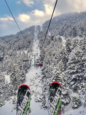 View from the ski lift at La Masella ski resort in the Spanish Pyrenees. This area has a number of ski resorts, and most are super family friendly and not as expensive as other parts of the world. La Masella and many of the other ski reports in the area offer additional activities other than skiing and snowboarding, such as snow tubeing, snowshoeing, adventure parks, ziplining, night skiing, sledding, cross-country skiing, guided winter hiking, and even winter Segway tours!
#InPyrenees #LaMasella #Cataluyna #Catalonia #Spain