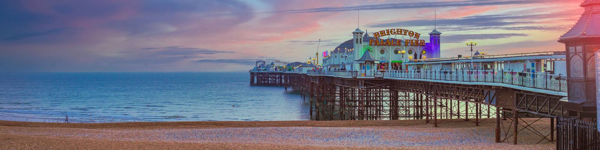 Brighton Pier, UK during sunset
