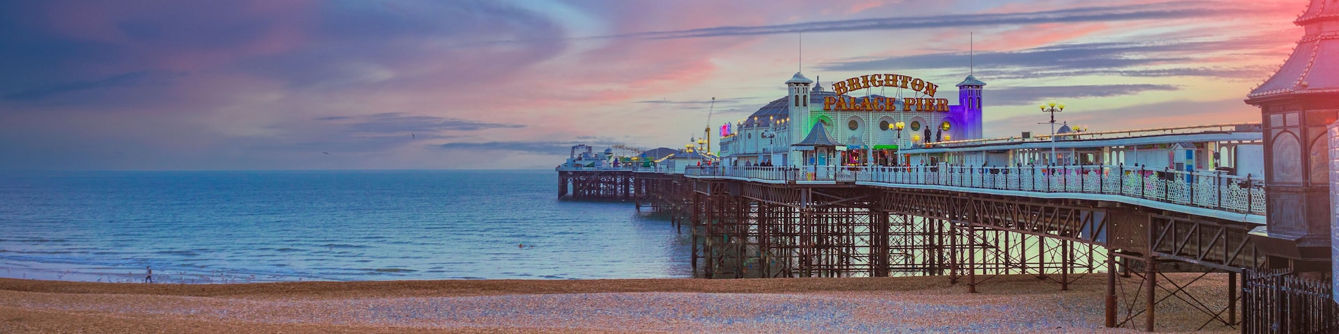 Brighton Pier, UK during sunset