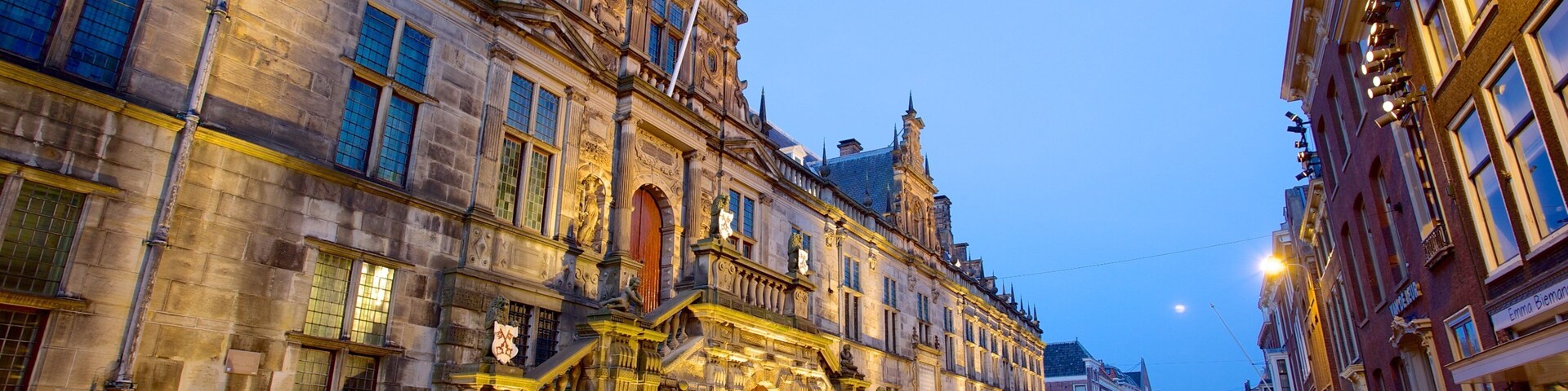 The Hague which includes heritage architecture, night scenes and a city