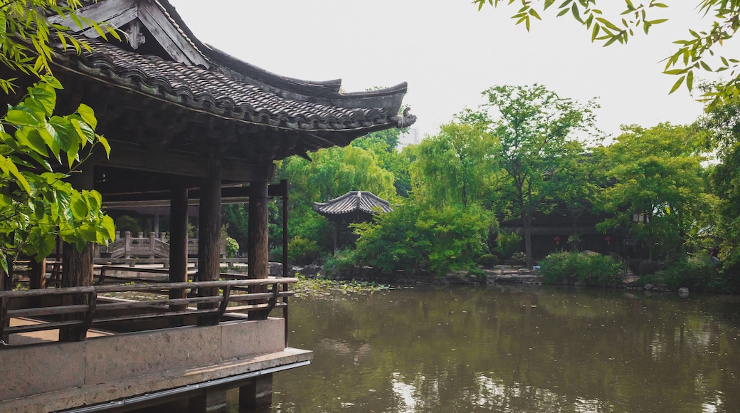 Chinese architecture by water in Shenyuan (Shen Garden) scenic area in Shaoxing, China