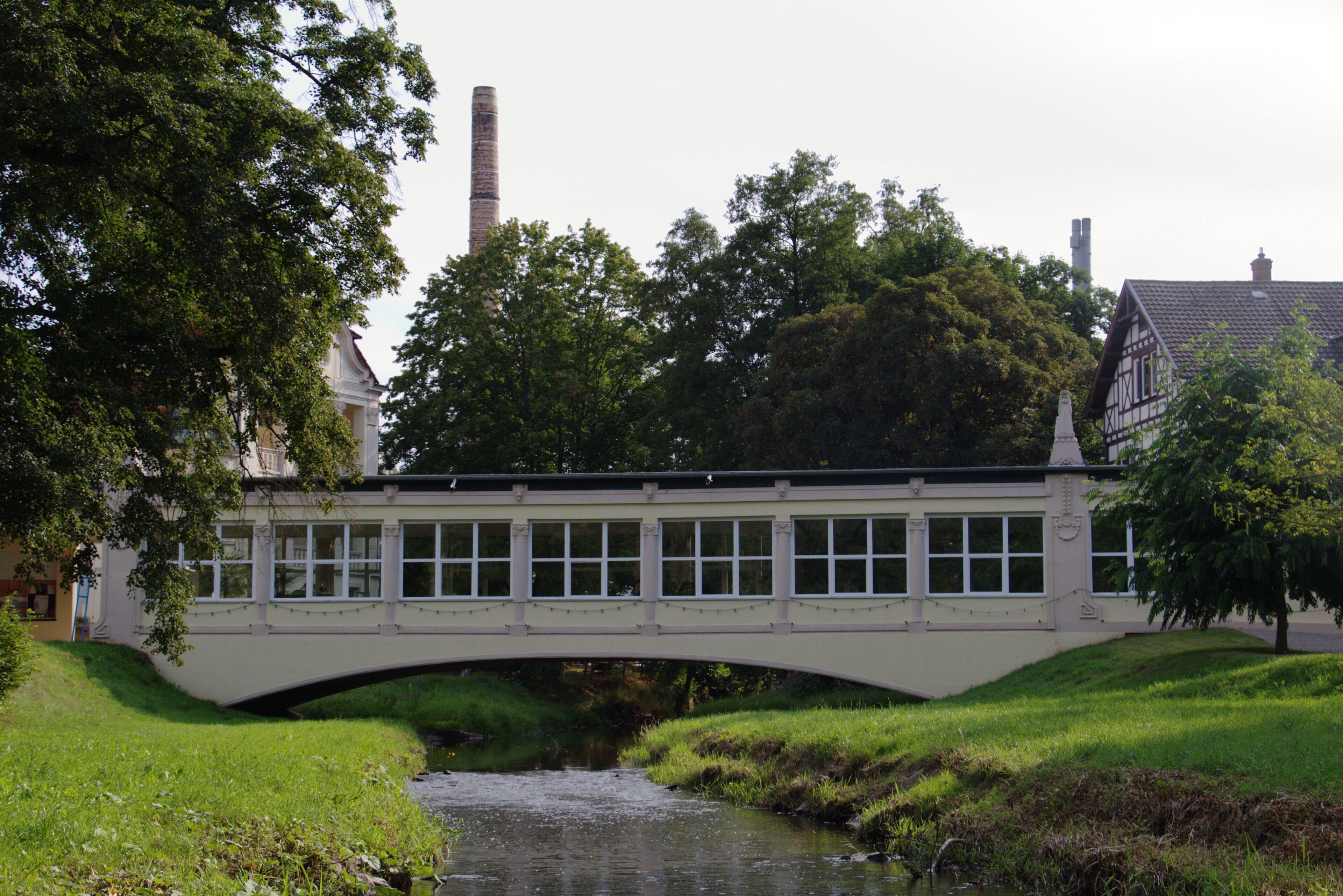 Covered bridge (Wandelhalle) in Bad Salzschlirf Lindenstrasse / Hesse / Germany