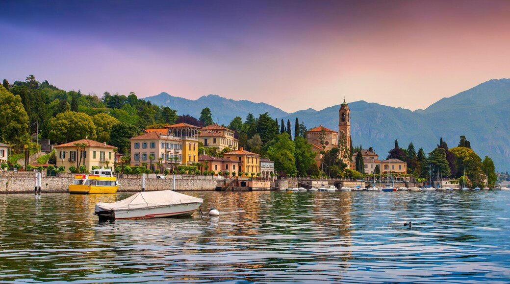 View of the city Mezzegra, colorful evening on the Como lake