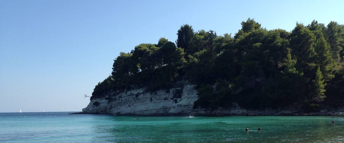 Emerald green water in Milia