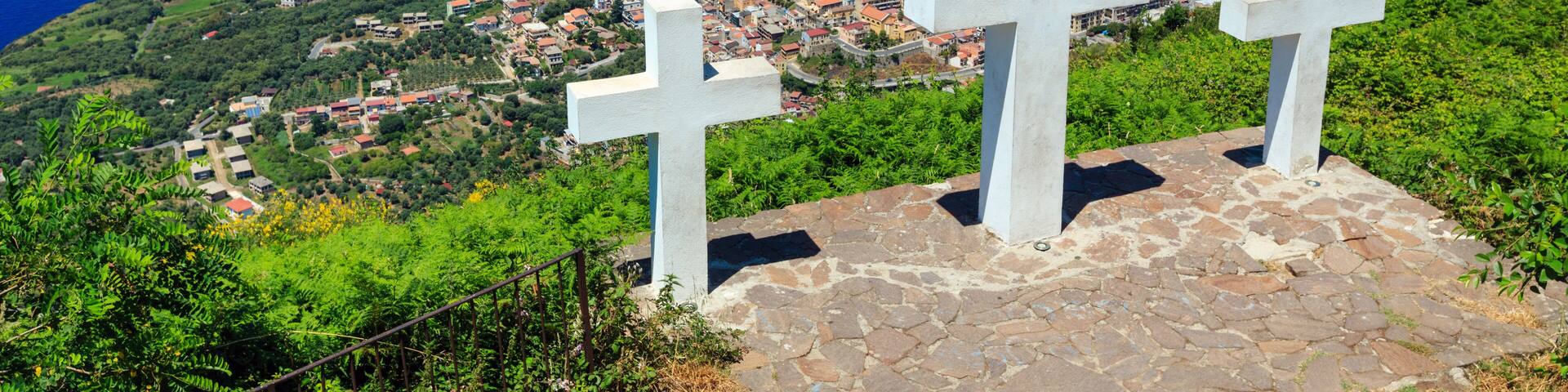 Three crosses on Saint Elia mount top.