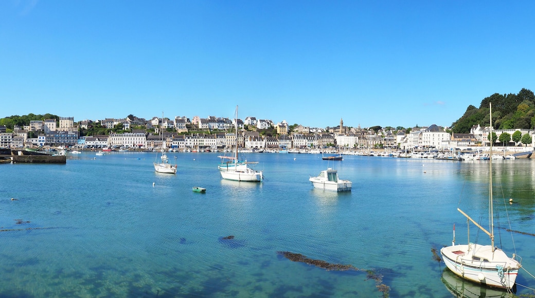 panoramic view of the beautiful fishing port of Audierne, near the famous Pointe du Raz, in the Finistère department in Brittany