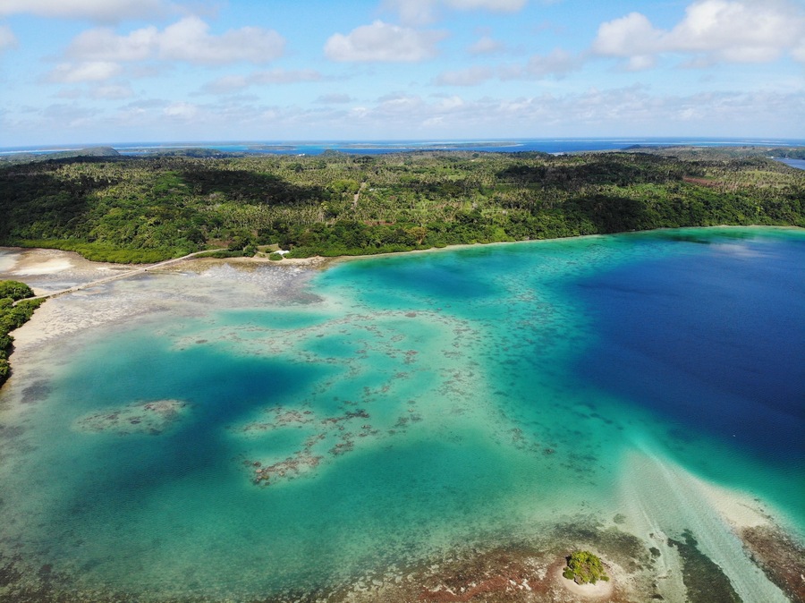 Drone shot of Mystic Sands surroundings