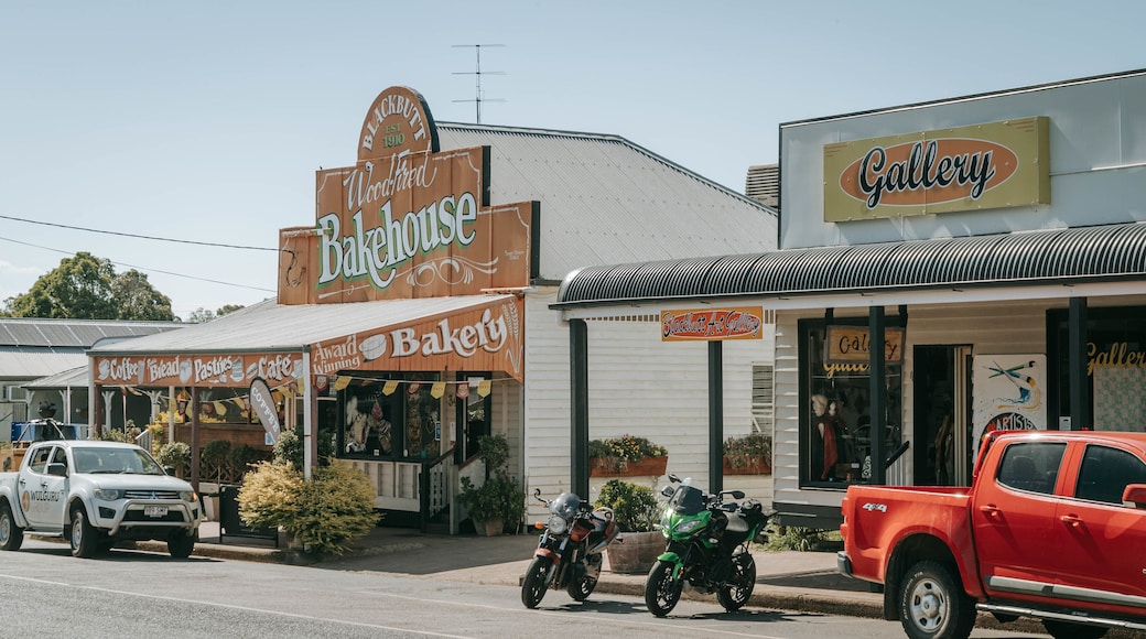 Blackbutt showing a small town or village and signage