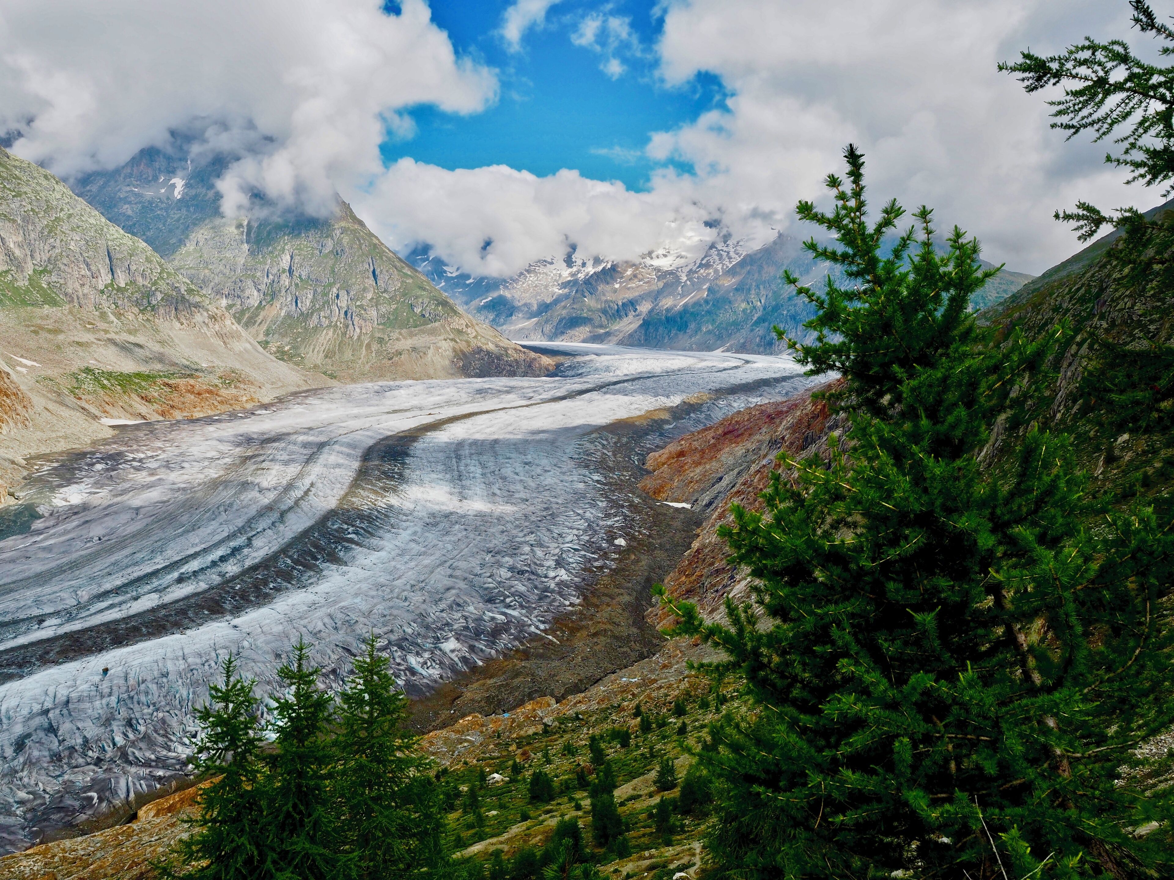 Aletsch Glacier is the largest glacier in the Alps. It has a length of about 23km (14mi).