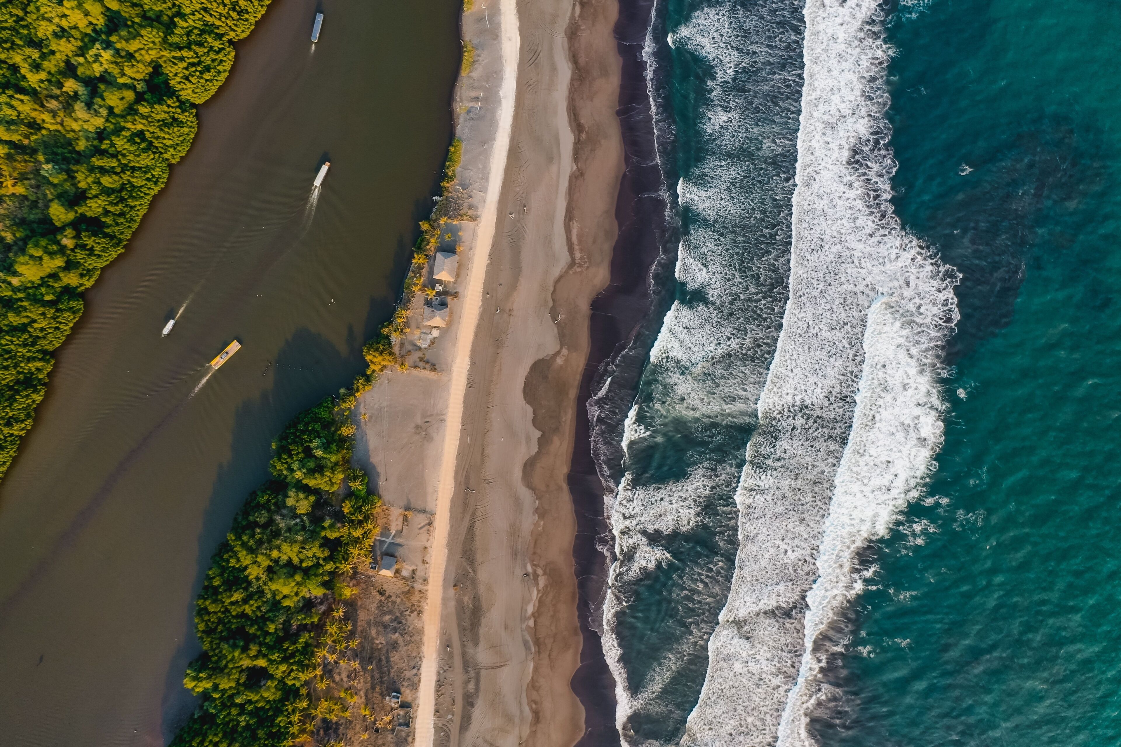 Top view of a beautiful sea in El Paredon, Guatemala