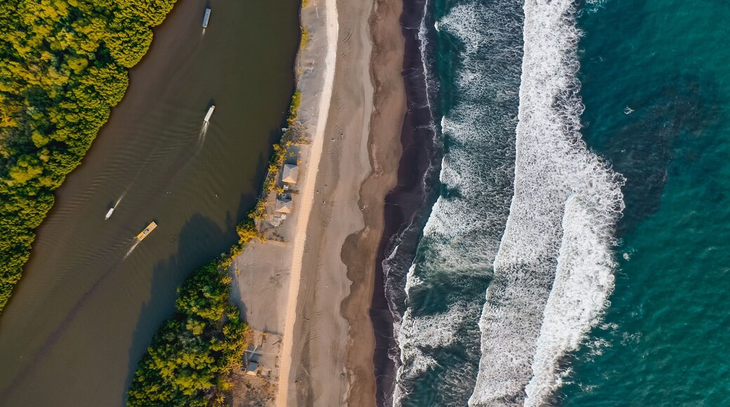 Top view of a beautiful sea in El Paredon, Guatemala
