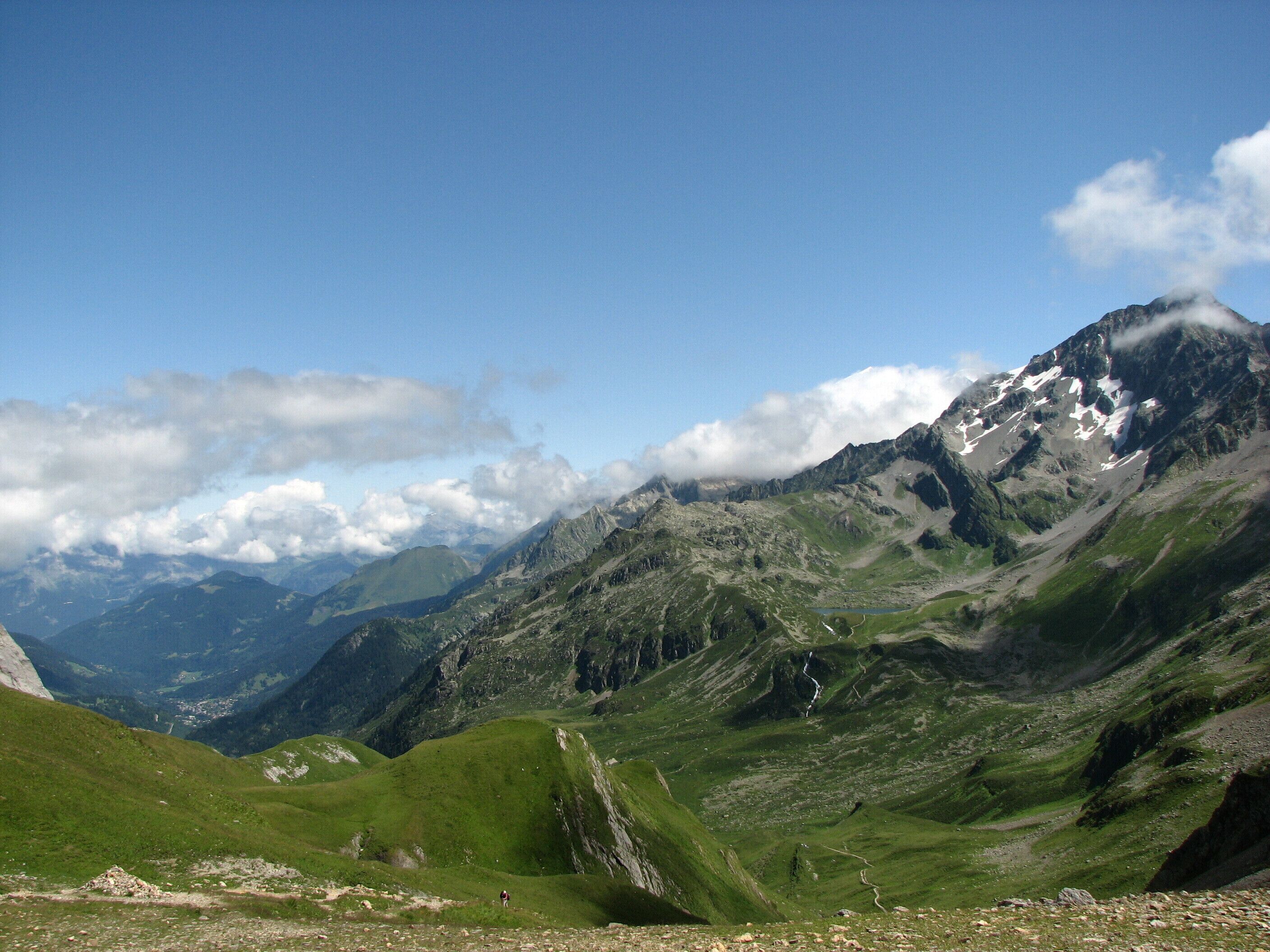 Looking back at Contamines from the col.