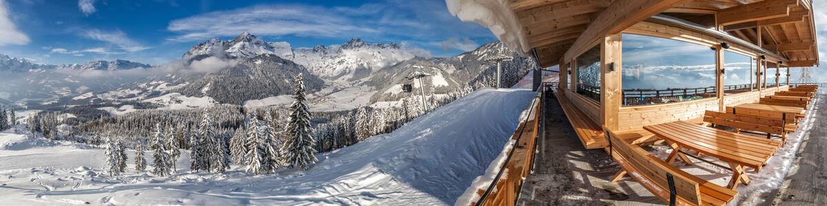 View from mountain hut in skiresort Werfenweng to Tennen mountains