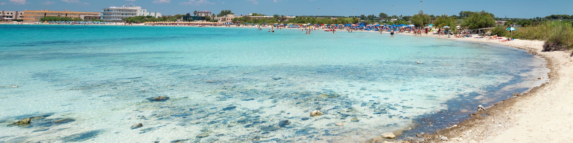 Beautiful beach and white sand on the southern coast of Italy