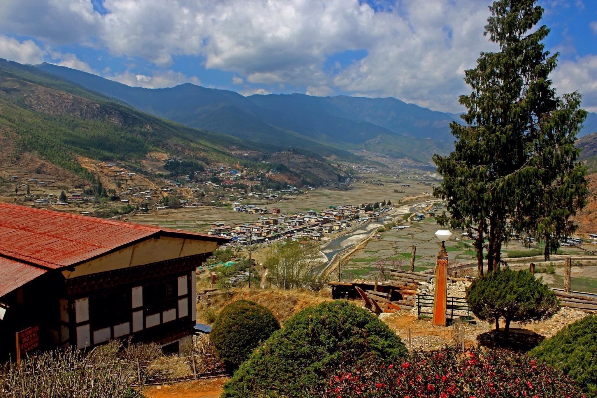 Paro town overview from national museum of Bhutan..
#bhutan #paro #city #himalayas