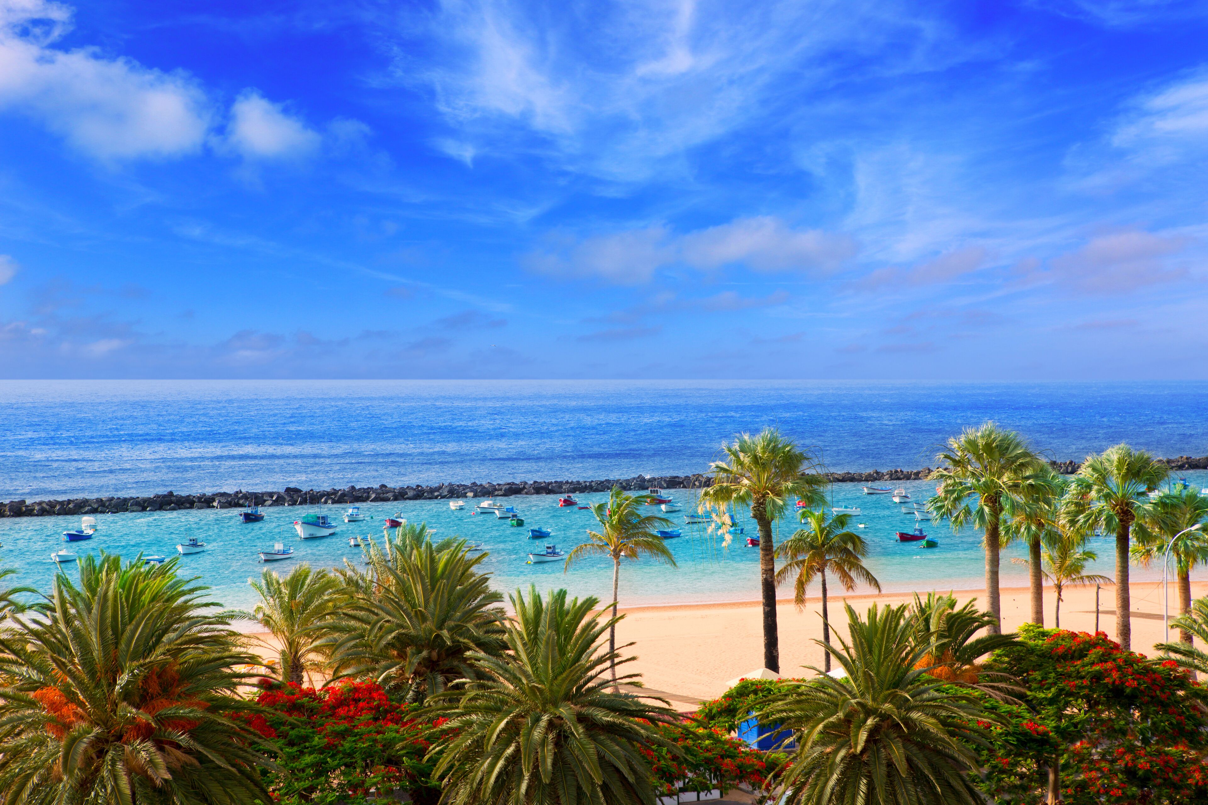 Beach Las Teresitas in Santa cruz de Tenerife north at Canary Islands