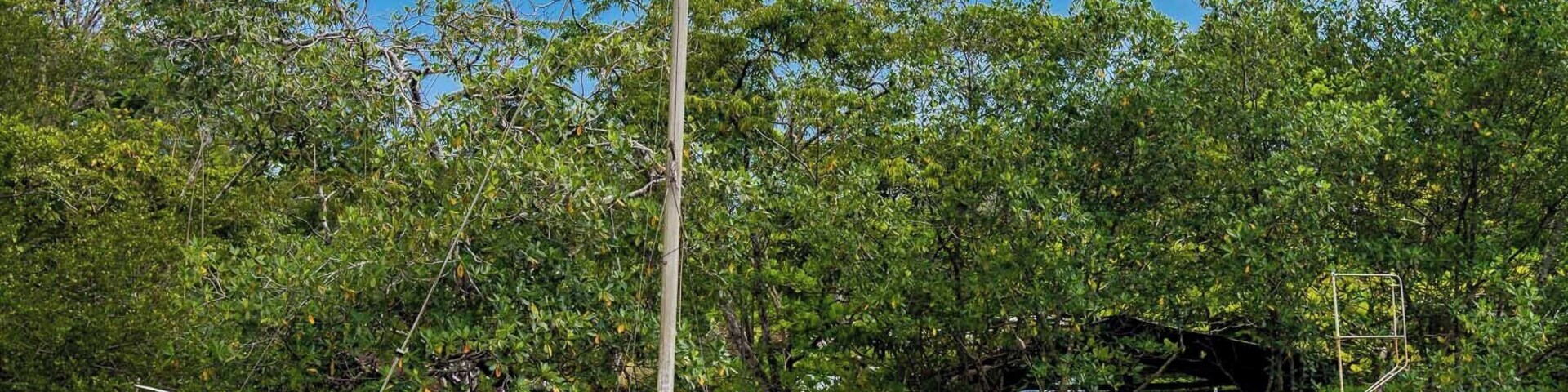 Abandoned yacht in Guatemala´s popular "hurricane hole", the Rio Dulce ( e.g. a (more or less) safe water inland from the Carribean coast)