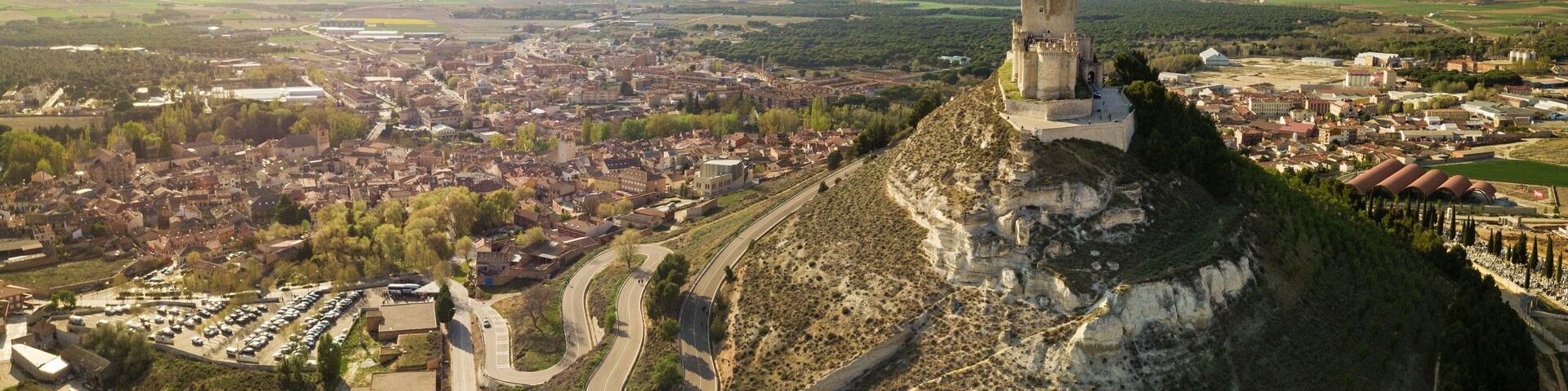 Aerial view of the castle of Peñafiel in Valladolid